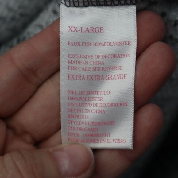 Cozy SHERPA Sweater Womens 2XL Gray Mock Neck Zip Fleece Camouflage Pocket - Picture 8 of 16